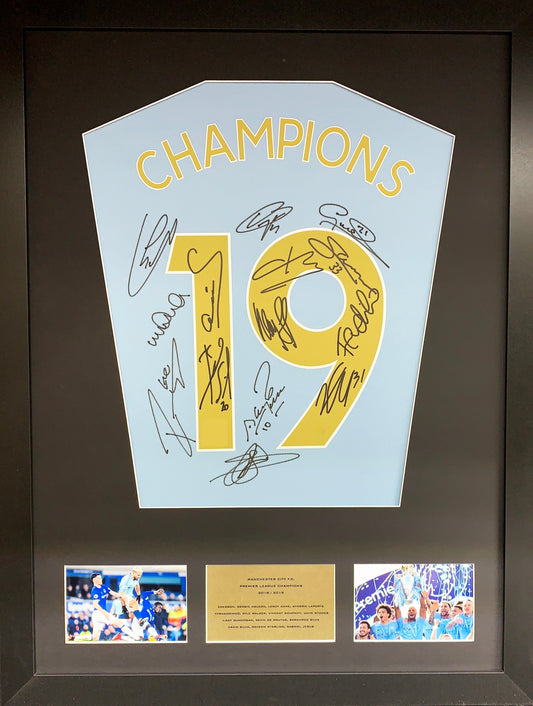 Champions 19 Manchester City Team signed Shirt Frame