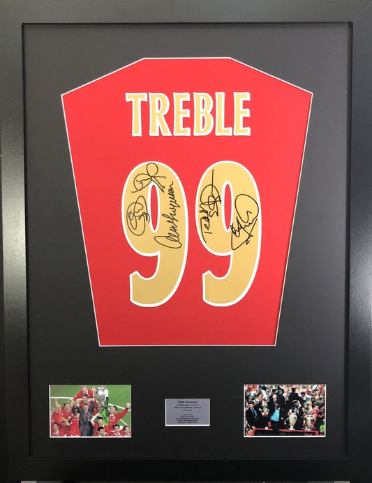 Treble 99 Manchester United signed shirt Frame