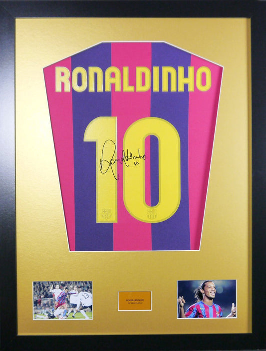 Ronaldinho Barcelona signed Shirt Frame