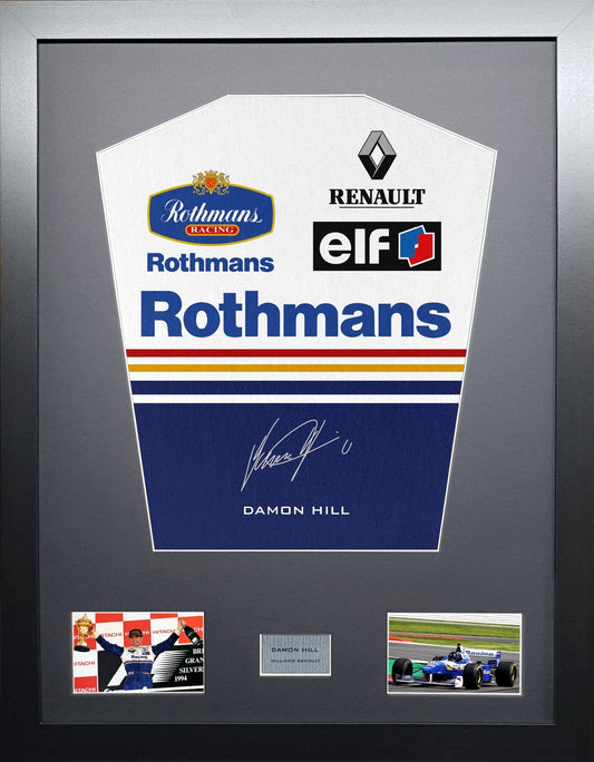 Damon Hill Williams Formula 1 signed Shirt Frame