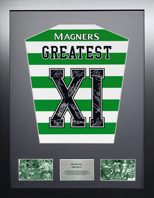 Celtic Greatest 11 Team signed shirt Frame