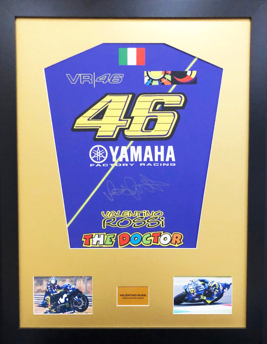 Valentino Rossi Yamaha signed Shirt Frame