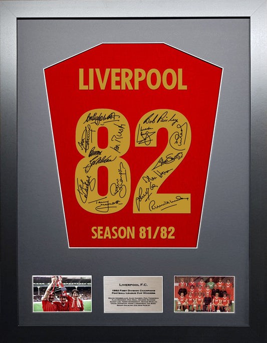 Liverpool 1982 Season Team signed Shirt Frame