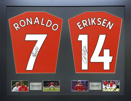 Ronaldo and Eriksen Manchester United signed Shirt Frame