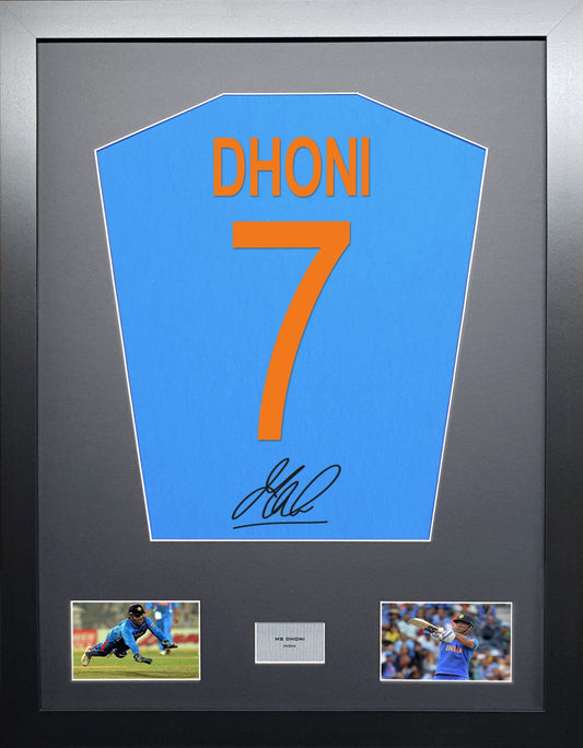 M S Dhoni signed India Cricket Shirt Frame