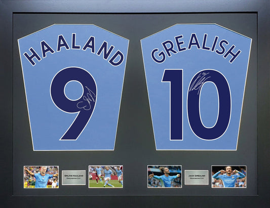 Haaland and Grealish Manchester City signed Shirt Frame