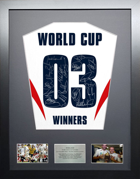 England Rugby World Cup 2003 Winners Squad signed Shirt Frame