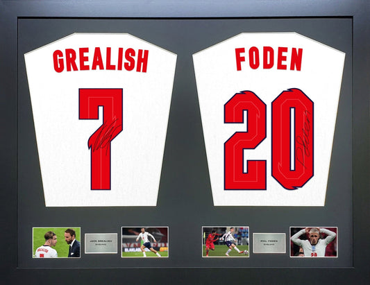 Grealish and Foden England signed Shirt Frame