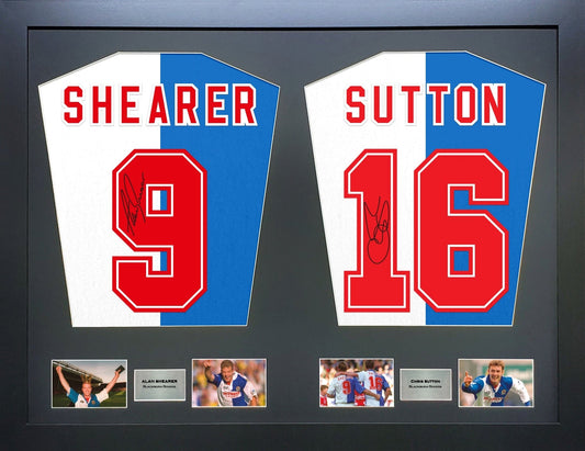 Alan Shearer and Chris Sutton Blackburn Rovers signed Shirt Frame