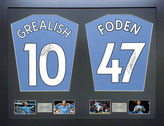 Grealish and Foden Manchester City signed Shirt Frame