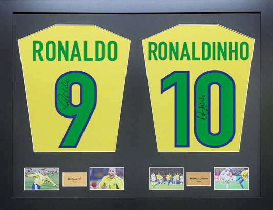 Ronaldo and Ronaldinho Brazil signed Shirt Frame