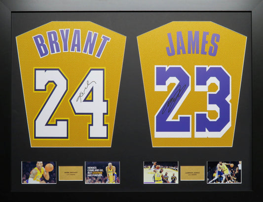 Bryant and James LA Lakers signed Jersey Frame