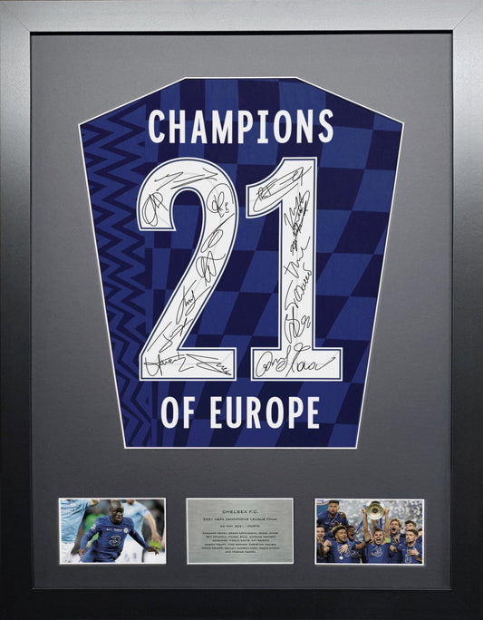 Chelsea Champions League Winners 21 Team signed Shirt Frame