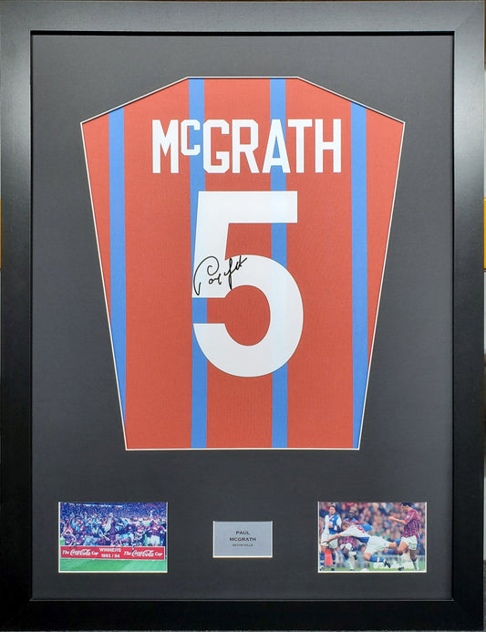 Paul McGrath Aston Villa 1993 signed Shirt Frame