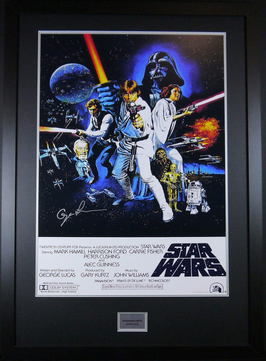 Star Wars Framed and signed Movie Poster George Lucas 