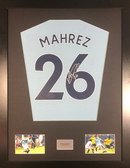 Mahrez Manchester City Signed Shirt Display 