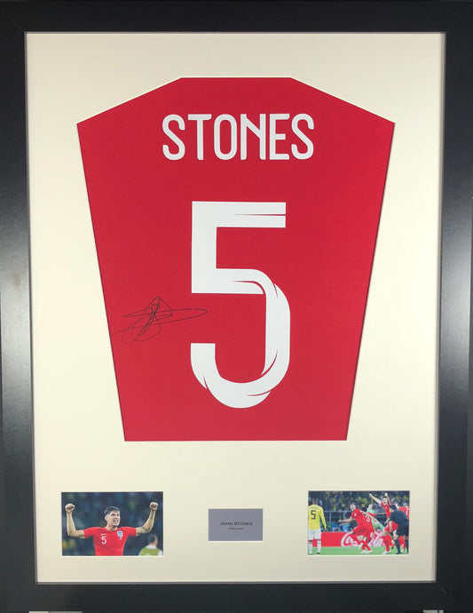 John Stones England World Cup Signed Shirt Display 