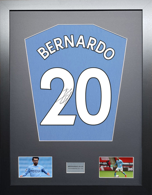 Bernardo Silva Manchester City Signed Shirt Display 