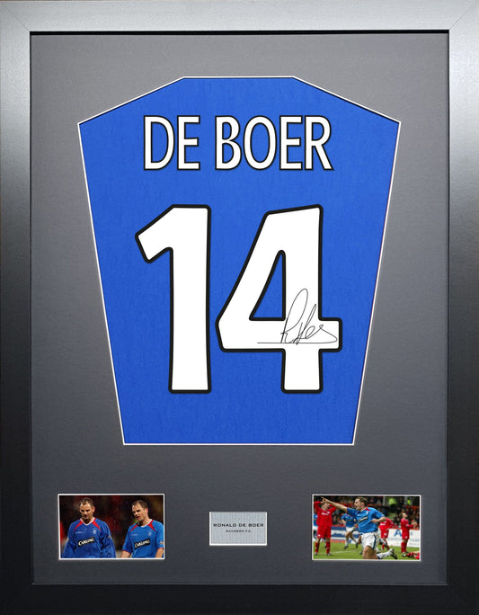Ronald de Boer Rangers Signed Shirt Display 