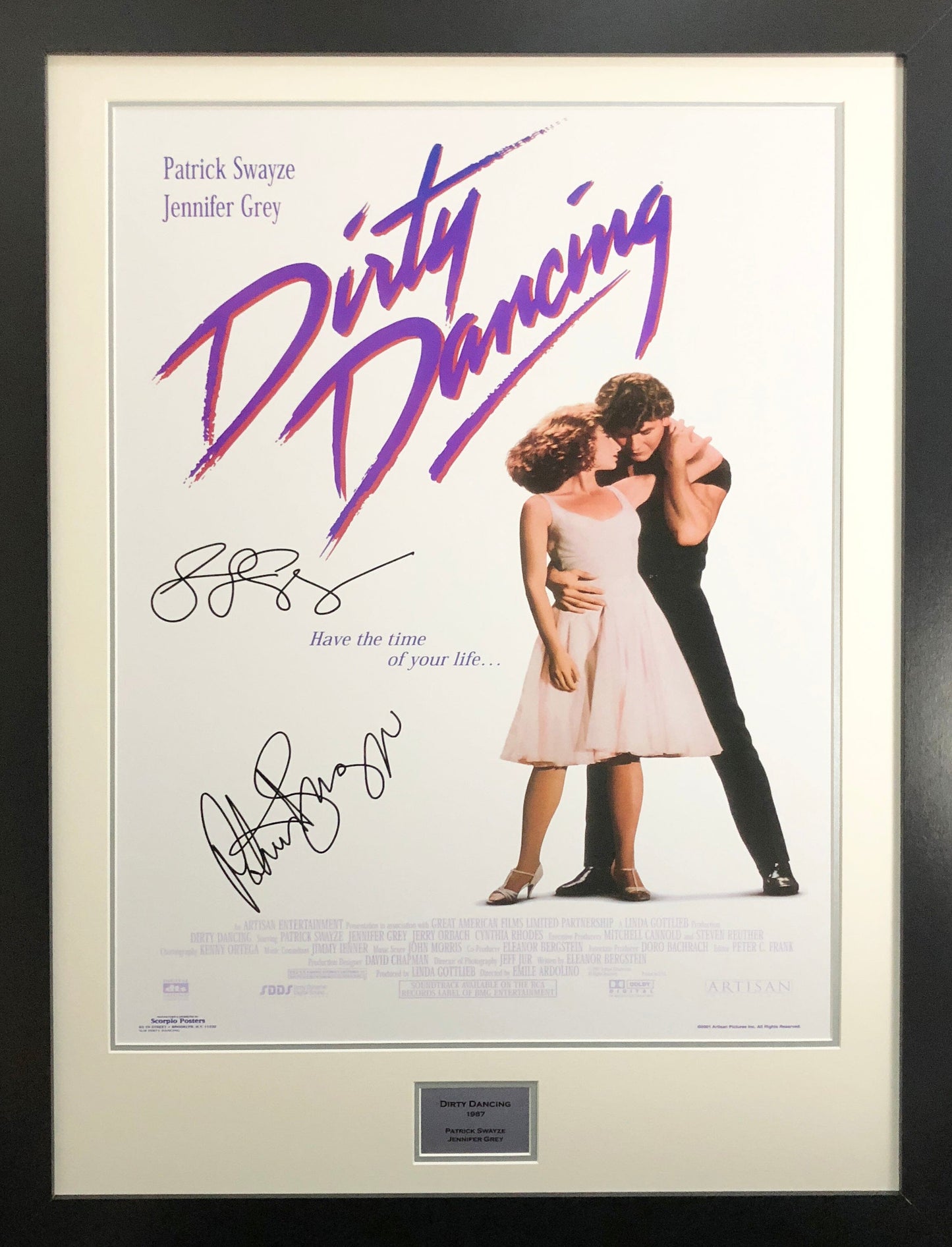 Dirty Dancing Jennifer Grey, Patrick Swayze Signed Movie Poster 