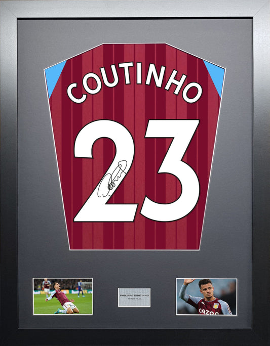 Philippe Coutinho Aston Villa Signed Shirt Display 