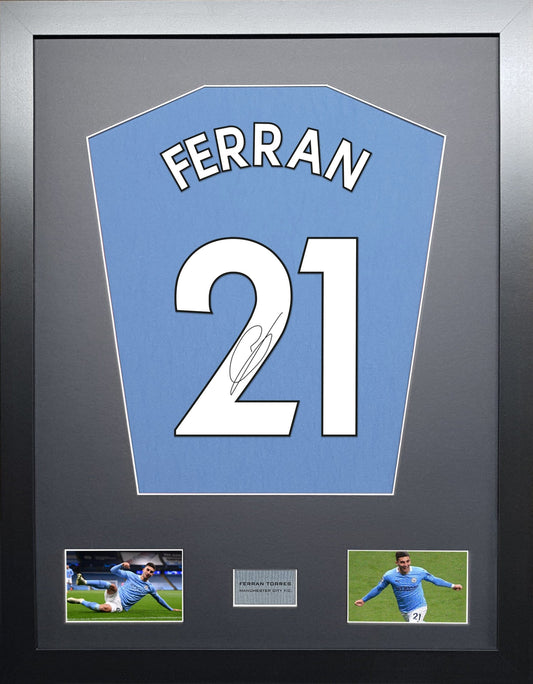 Ferran Torres Manchester City Signed Shirt Display 