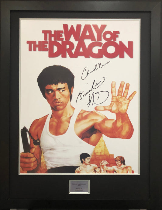 Bruce Lee and Chuck Norris, Way of the Dragon Signed Movie Poster 