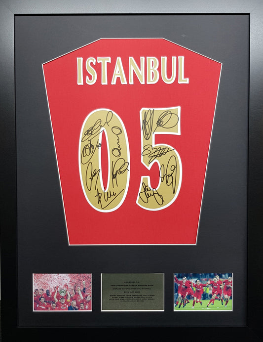 Liverpool Istanbul 2005 Team Signed Shirt Champions League Display 