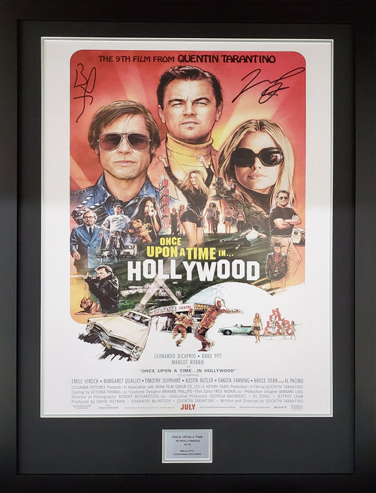 Once Upon a Time in Hollywood Brad Pitt and Leo DiCaprio Signed Movie Poster 