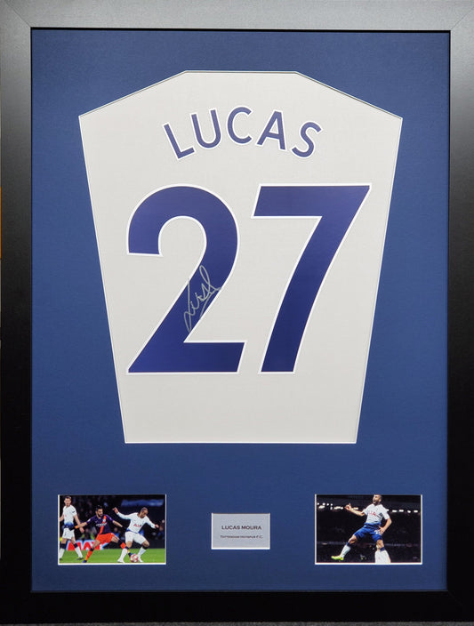 Lucas Moura Tottenham Hotspur signed shirt display 