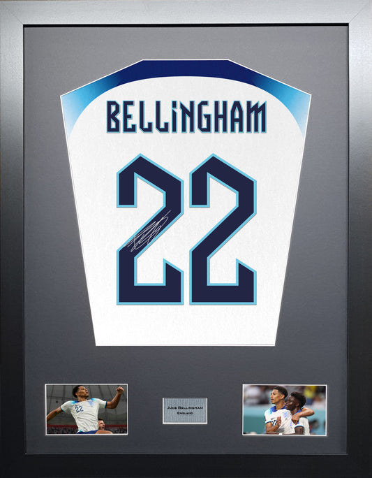 Jude Bellingham England World cup 22 Machine signed Shirt Frame