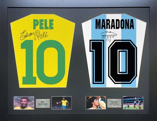 Pele and Maradona signed Shirt Frame