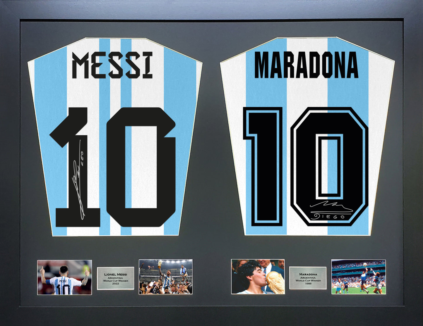 Messi and Maradona Argentina signed Shirt Frame