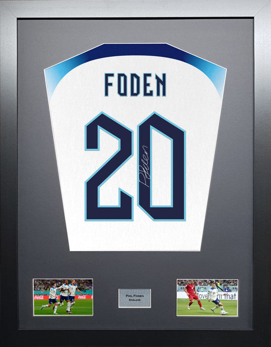 Phil Foden England World cup 22  signed Shirt Frame