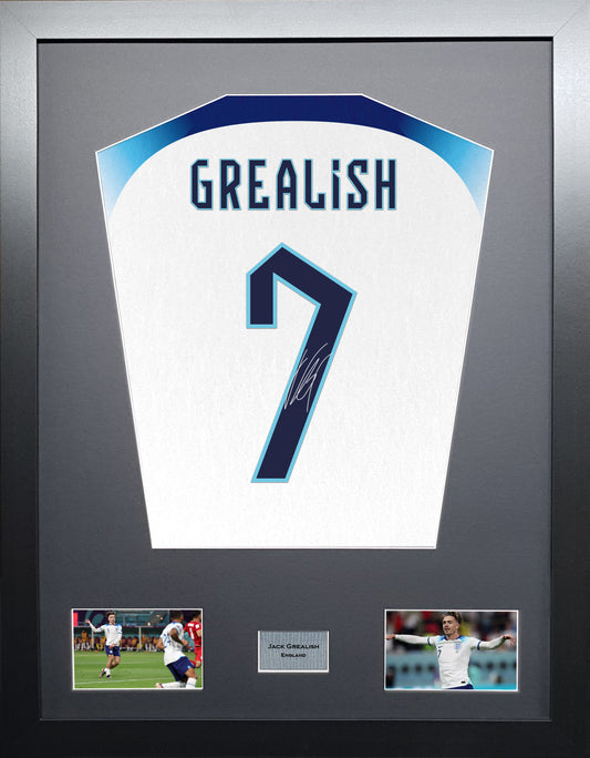 Jack Grealish England World cup 22 signed Shirt Frame