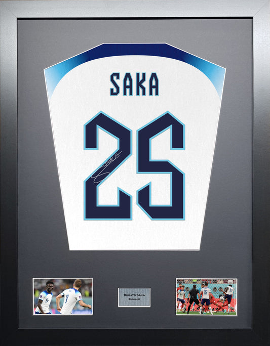 Bukayo Saka England World cup 22 signed Shirt Frame